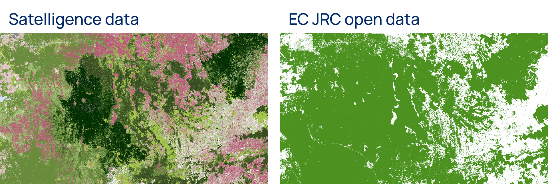Comparison of coffee mapped by Satelligence and JRC open source data